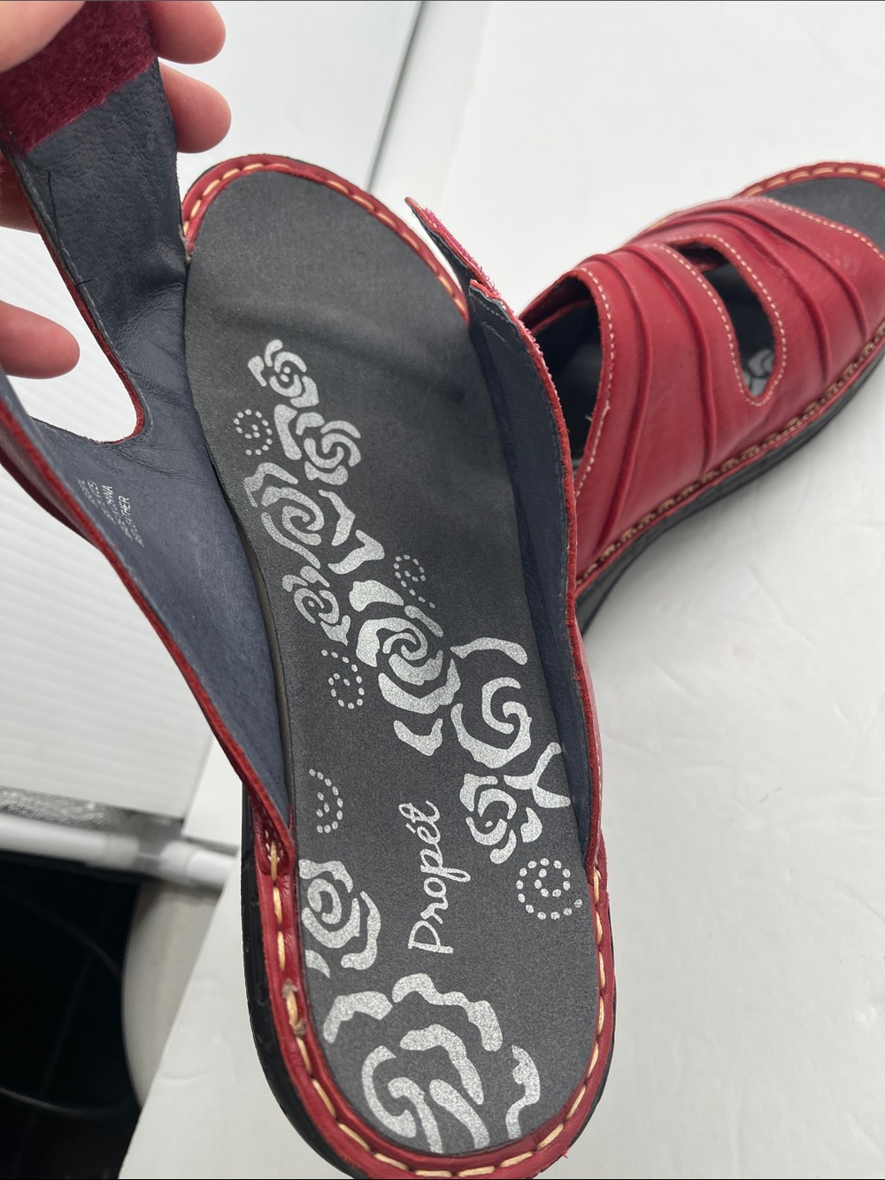 Propet June Slide Sandals Straps Velcro Women 7.5 Red Support Comfort Casual - Picture 11 of 11
